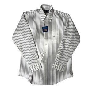 Club Room Striped Dress Shirt Iron-Free Cotton Button Down Long Sleeve 16 34/35‎